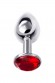 Анальная втулка Metal by TOYFA, металл, серебристая, с рубиновым кристаллом, 7,5 см, 3 см, 145 г