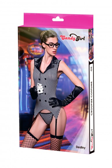 Костюм крупье Candy Girl Destiny (мягкий корсет с пажами,трусы,чулки,перчатки,очки), черно-белый, OS Костюм крупье Candy Girl Destiny (мягкий корсет с пажами,трусы,чулки,перчатки,очки), черно-белый, OS