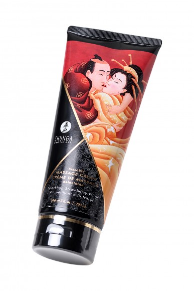 Массажный крем Shunga Sparkling Strawberry Wine, съедобный, со вкусом клубники и шампанского, 200 мл Массажный крем Shunga Sparkling Strawberry Wine, съедобный, со вкусом клубники и шампанского, 200 мл