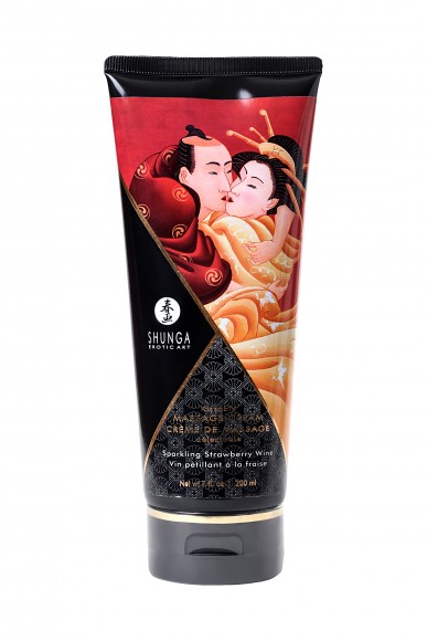 Массажный крем Shunga Sparkling Strawberry Wine, съедобный, со вкусом клубники и шампанского, 200 мл Массажный крем Shunga Sparkling Strawberry Wine, съедобный, со вкусом клубники и шампанского, 200 мл