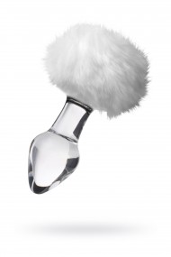 Анальная втулка Sexus Glass, стекло, с белым хвостиком, прозрачная, 14 см, 4 см, 165 г Анальная втулка Sexus Glass, стекло, с белым хвостиком, прозрачная, 14 см, 4 см, 165 г