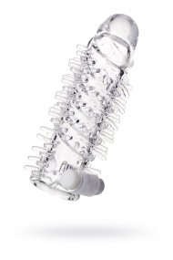 Насадка на пенис TOYFA A-Toys с вибропулей, TPR, прозрачная, 13,4 см