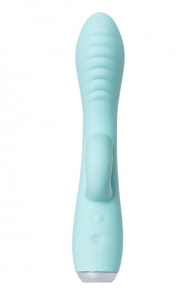 Вибратор с клиторальным стимулятором и язычком, JOS MILO, силикон, мятный, 20 см Вибратор с клиторальным стимулятором и язычком, JOS MILO, силикон, мятный, 20 см