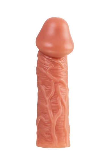 Насадка KOKOS  с дополнительной стимуляцией, реалистичная,TPE, телесный, 17.6 см
