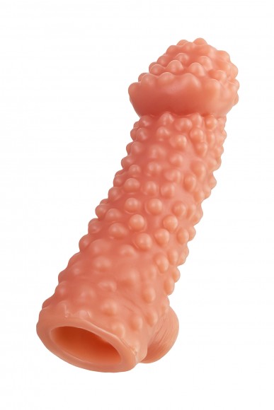 Насадка KOKOS  с дополнительной стимуляцией, реалистичная,TPE, телесный, 17.6 см