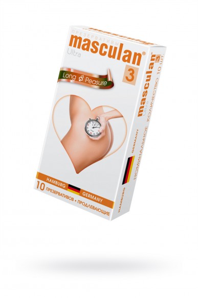 Презервативы Masculan Ultra 3,  10 шт.  Кольца и пупырышки с анестетиком (Long Pleasure)