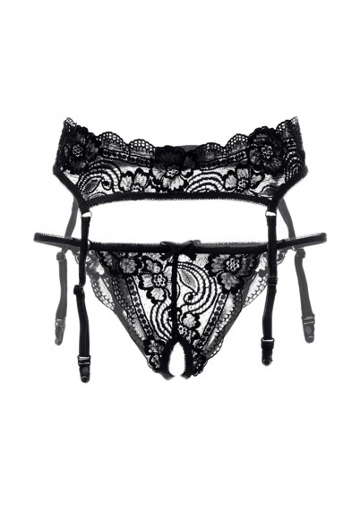 Эротический комплект Erolanta Lingerie Collection: пояс для чулок и трусики, черные (50-52) Эротический комплект Erolanta Lingerie Collection: пояс для чулок и трусики, черные (50-52)