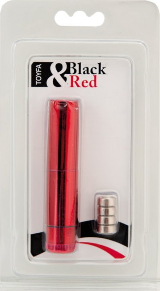 Вибромассажер Black & Red by TOYFA «Помада», силикон, красный, 9 см