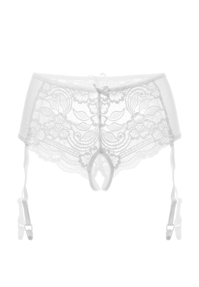 Эротические трусики-пояс Erolanta Lingerie Collection с кружевными вставками, белые (50-52) Эротические трусики-пояс Erolanta Lingerie Collection с кружевными вставками, белые (50-52)