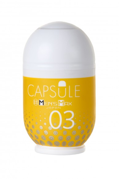 Мастурбатор нереалистичный, CAPSULE 03, Kanoko, MensMax, TPE, Желтый, 8 см