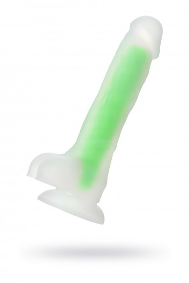 Фаллоимитатор, светящийся в темноте, Beyond by Toyfa Dick Glow, силикон, прозрачно-зеленый, 13 см
