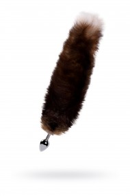 Анальная втулка с Рыжим лисьим хвостом,  металл, 3,4 см