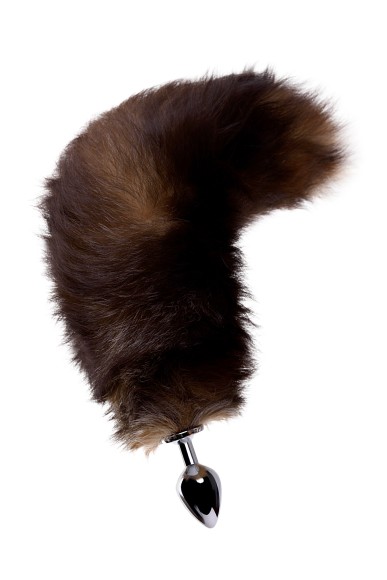 Анальная втулка с Рыжим лисьим хвостом,  металл, 3,4 см
