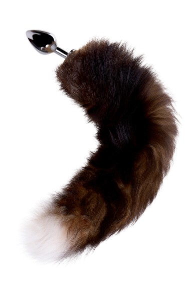 Анальная втулка с Рыжим лисьим хвостом,  металл, 3,4 см