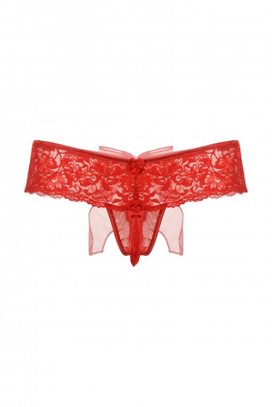 Шортики с бантиком открытые кружевные SoftLine Collection, красный, M/L Шортики с бантиком открытые кружевные SoftLine Collection, красный, M/L
