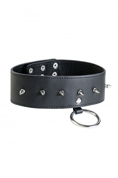 ОшейникTOYFA Theatre кожаный с шипами