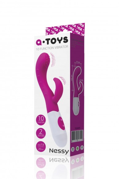 Вибратор с клиторальным стимулятором TOYFA A-Toys  Nessy, Силикон, Розовый, 20 см