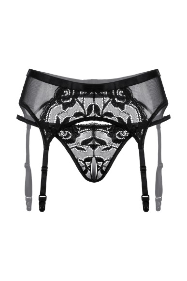 Пояс для чулок и стринги кружевные SoftLine Collection, черный, S/M