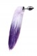 Анальная втулка Metal by TOYFA с бело-фиолетовым хвостом, металл, серебристый, 45 см,  3,3 см