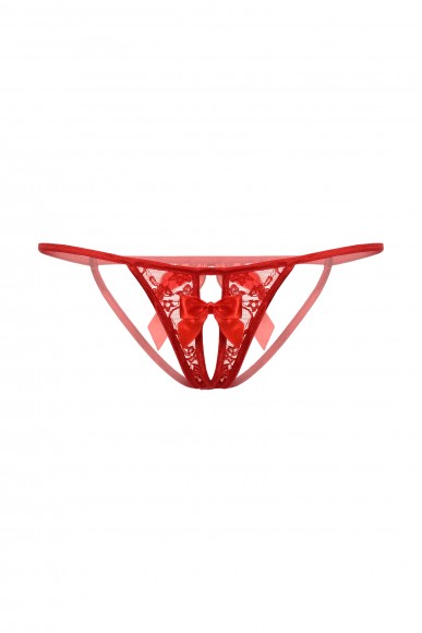 Стринги с бантиком открытые кружевные SoftLine Collection, красный, S/L Стринги с бантиком открытые кружевные SoftLine Collection, красный, S/L