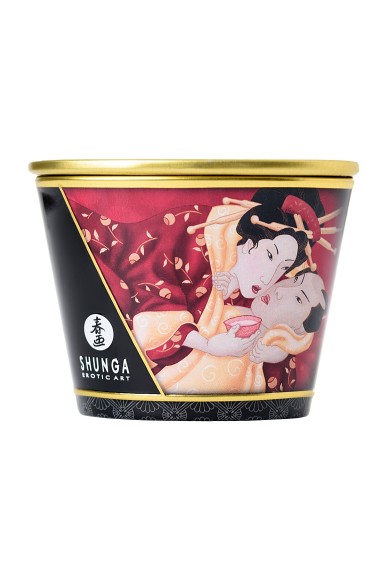 Массажное аромамасло Shunga Romance с ароматом клубники и шампанского, 170 мл