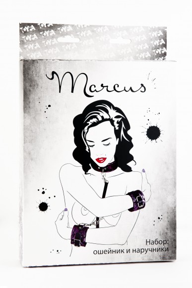 Кружевной набор TOYFA Marcus (ошейник и наручники), пурпурный