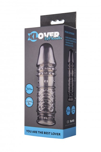 Насадка ToyFa XLover, для увеличения размера, TPE, черная прозрачная, 13,5 см